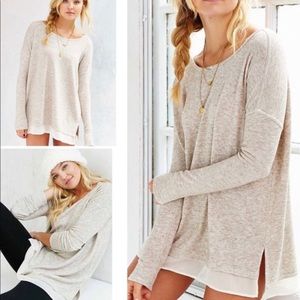 Cream sweater with sheer underlay